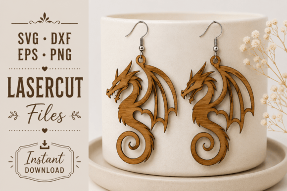 Download Dragon Earrings Wood Laser Cut SVG Files - Wood laser cut Collection