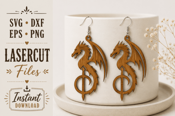 Download Dragon Earrings Wood Laser Cut SVG Files - Wood laser cut Collection
