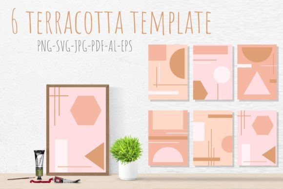 Download 6 Geometric Abstract Terracotta Card - Geometric abstract Collection