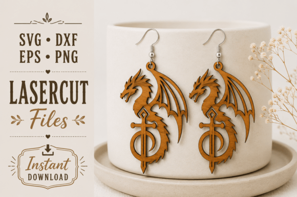 Download Dragon Earrings Wood Laser Cut SVG Files - Wood laser cut Collection