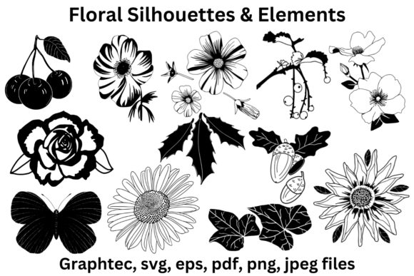 Download Floral Silhouettes &amp; Elements - Floral silhouettes Collection