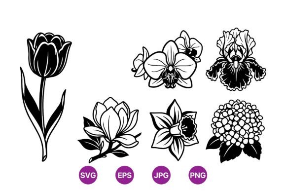 Download Elegant Black Floral Silhouettes - Floral silhouettes Collection