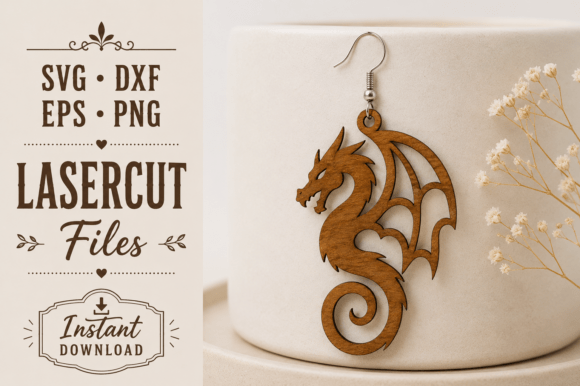 Download Dragon Earrings Wood Laser Cut SVG Files - Wood laser cut Collection