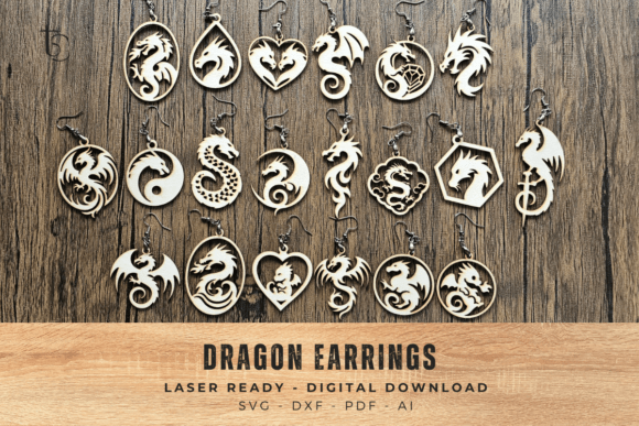 Download Wood Laser Cut Files Dragon Earrings - Wood laser cut Collection